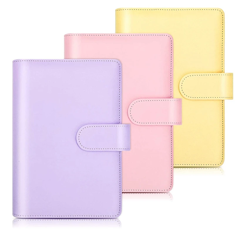 

A6 PU Leather Notebook Binder,Refillable 6 Ring Binder Cover Loose Leaf Personal Organizer Binder with Magnetic Buckle