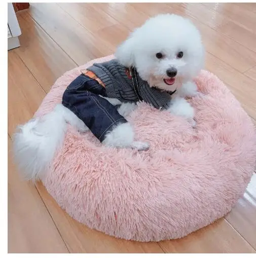 Круглый плюшевый домик для кошек мягкая длинная плюшевая кровать круглая собак