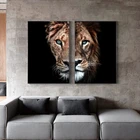 Картины на холсте с изображением Африканского дикого льва и львицы, художественные плакаты и принты животных, Львов