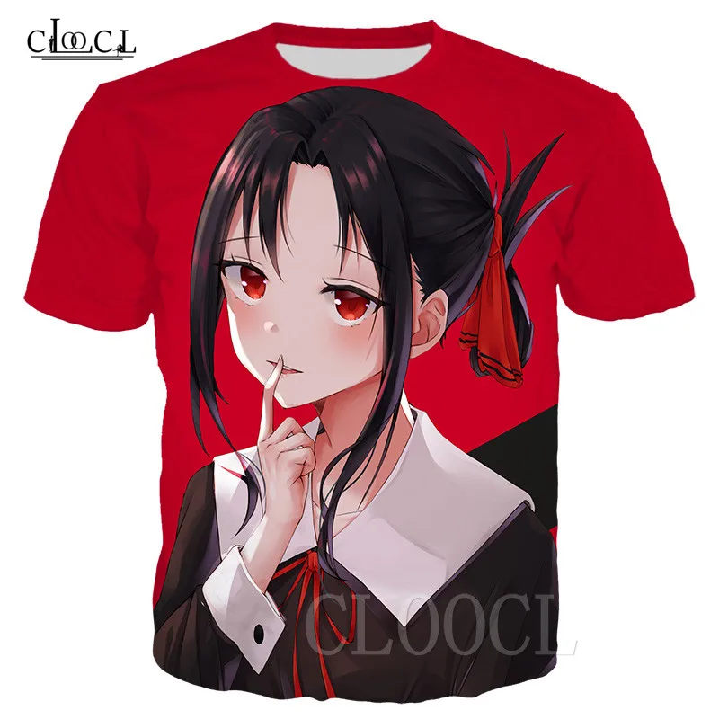 Футболка оверсайз с японским аниме тренировочный костюм топ 3D принтом Кагуя сама