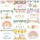 Фон Mehofond для мальчика или девочки на 1-й день рождения, Одноцветный праздничный розовый цветочный постер, фон для фотографии, торт, разбивание, фотостудия