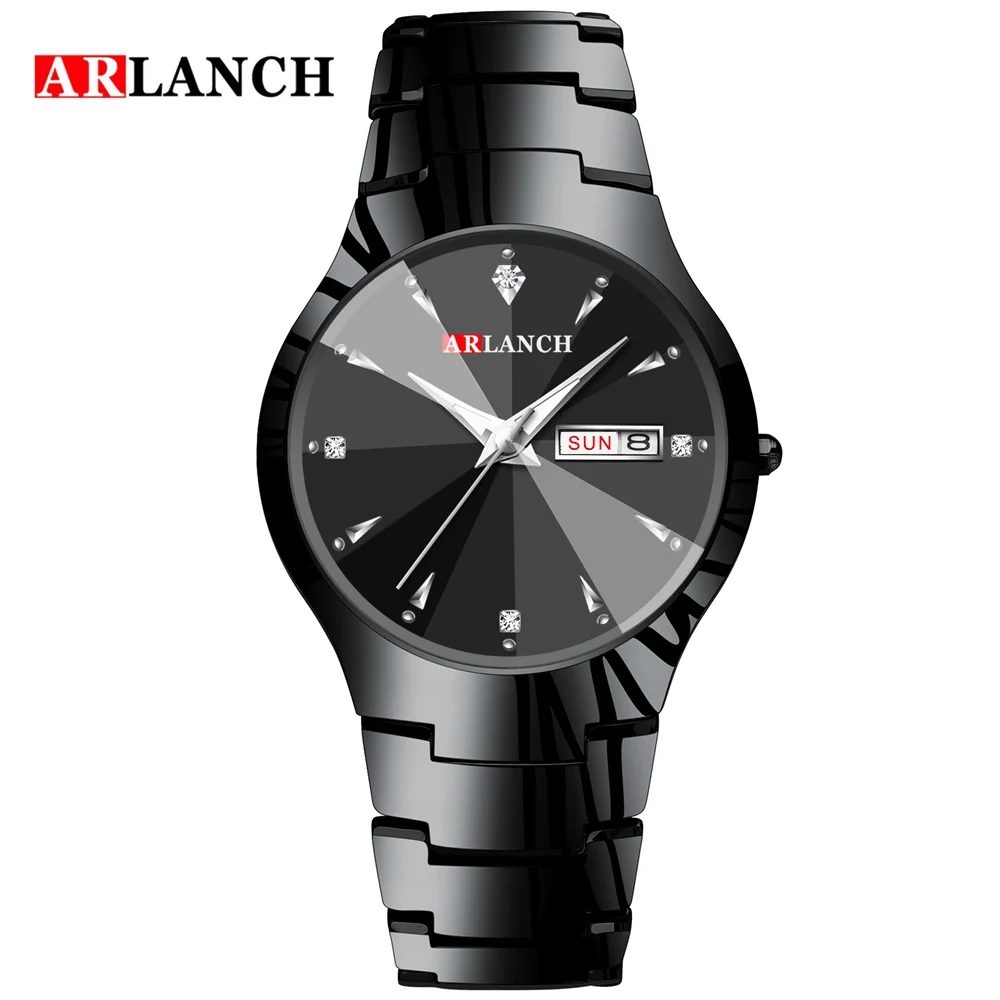 Man black ARLANCH новые брендовые парные часы мужские часы женские из нержавеющей стали модные часы reloj hombre reloj mujer - Цвет: Man black