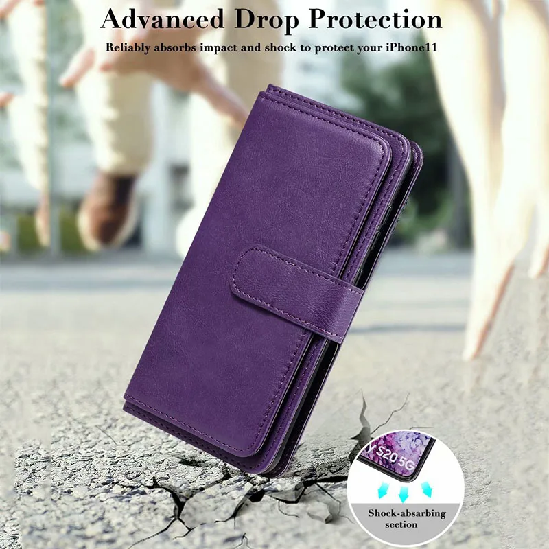 

Leather Wallet Case For Samsung S10 S9 Note 10 Pro 10 Card Slots Phone Bag Case For Samsung S20 Plus Multifunction Phone Cover