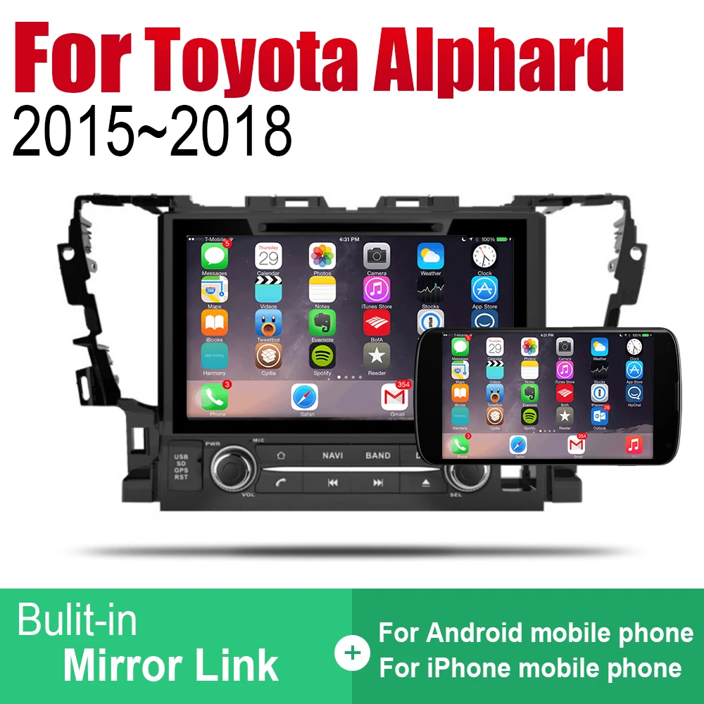 Автомагнитола 2 Din на Android DVD проигрыватель для Toyota Alphard 2015 2016 2017 2018 автомобильный