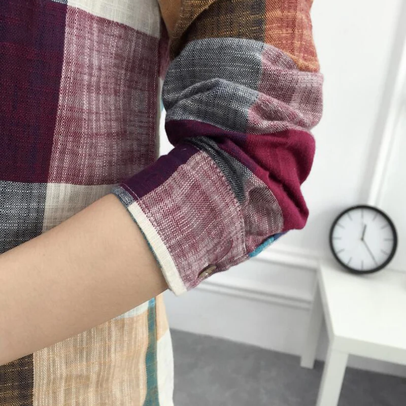 Женская льняная рубашка-кимоно с длинным рукавом