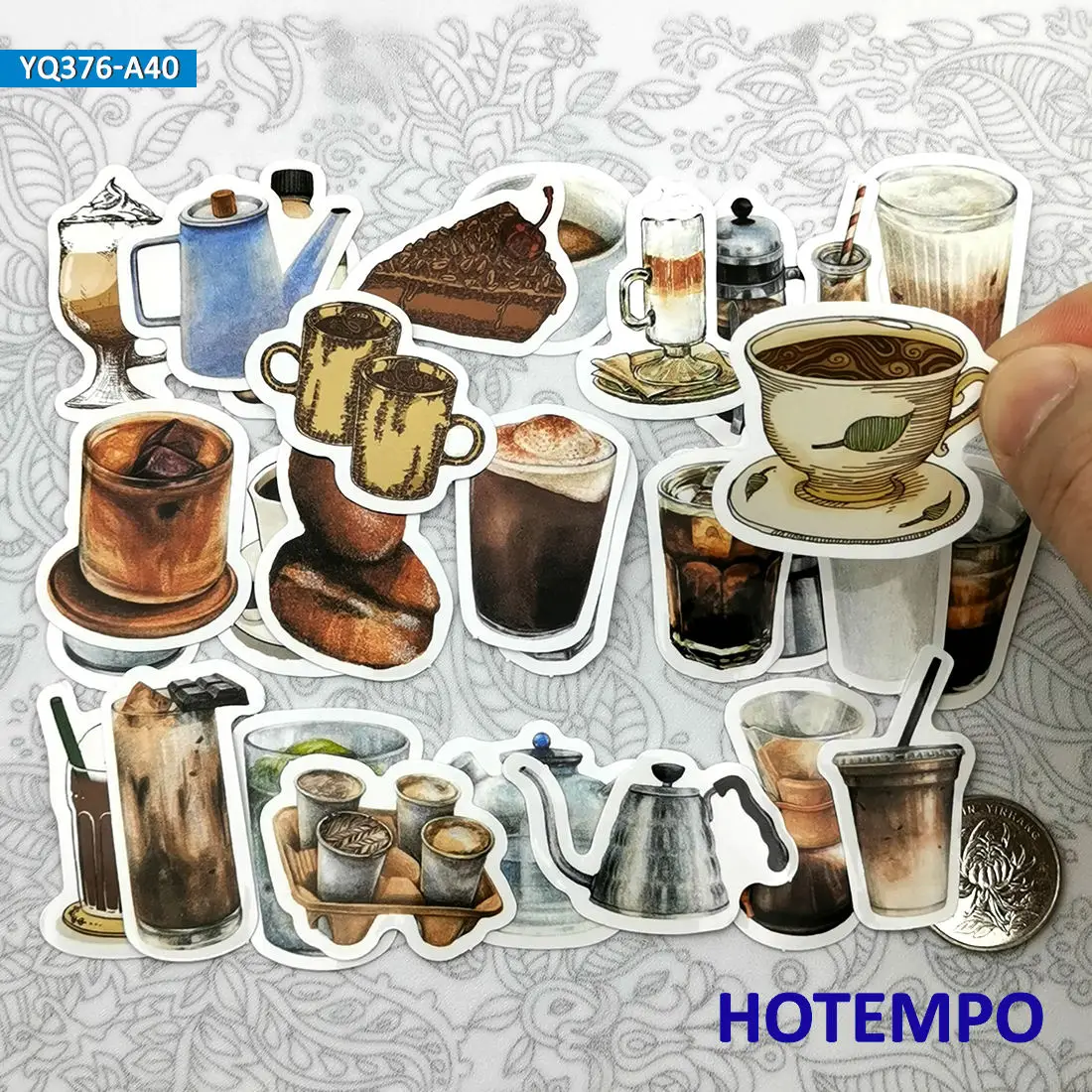 40 шт. милые кофейные напитки в художественном стиле дорожные мини-наклейки для