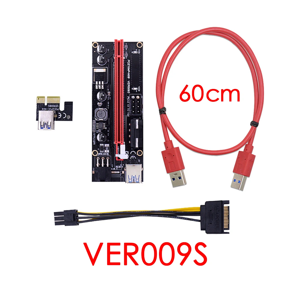 Переходник JTKE VER009S PCI E с светодиодный Райзер карта Express 1X до 16X адаптер 60 см кабель