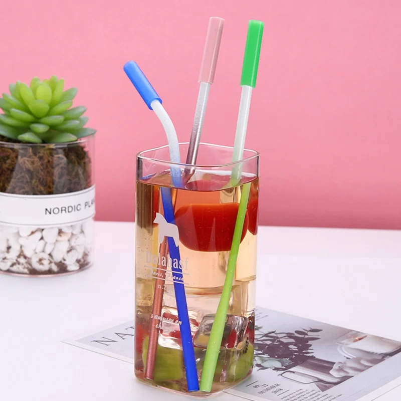 

Household Straw Set Stainless Steel Straw Set Baking Finish Environmentally Friendly Silicone Head Reusable Straw with Brush