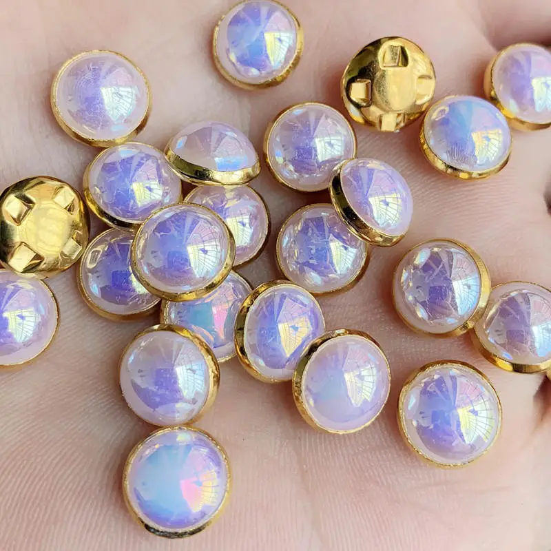 Пришивные аппликации с белым жемчугом 6 мм 8 10 и 12 Стразы AB золотыми кристаллами