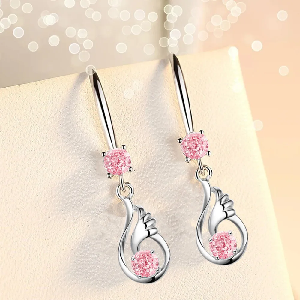 

NEHZY 925 Sterling Silver New Woman Fashion Jewelry Earrings High Quality Blue Crystal Zircon Wing Long Tassel Hook Earrings