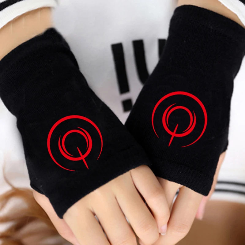 1 пара милые аниме Fate Stay Night Glove половина пальца для пар Мультяшные Zero Mitten черные