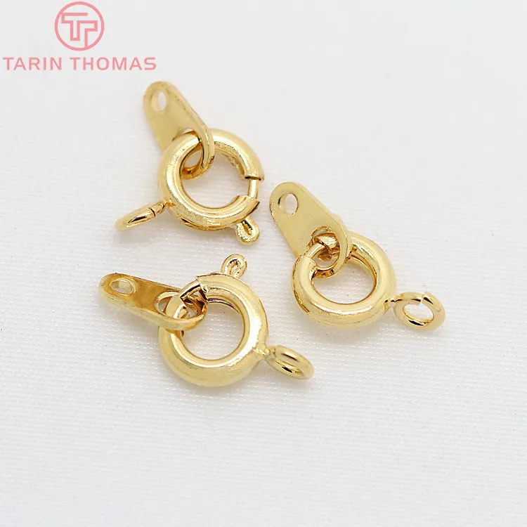 Латунные Пружинные круглые застежки с покрытием 24 каратным золотом 4 шт. 6 Х9 мм