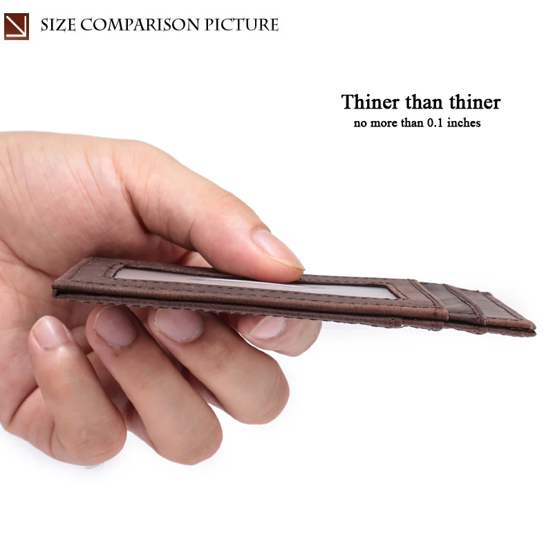 Мужской Ультра тонкий кошелек RFID Блокировка ручной работы маленький зажим для денег Crazy Horse кошелек из натуральной кожи минималистичный кошелек для мужчин R9009