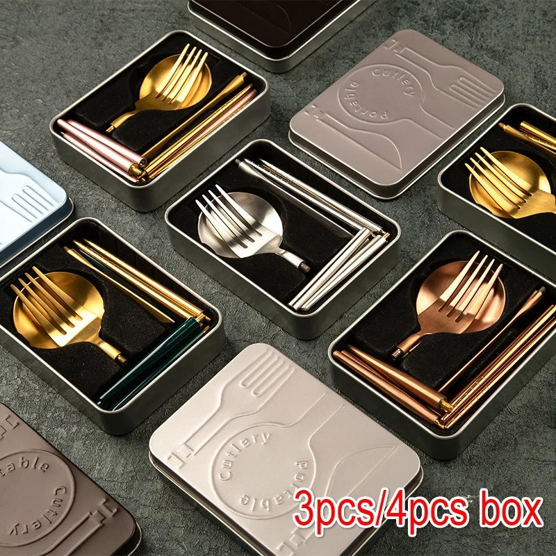

Detachable 304 Stainless Steel Portable Cutlery Set Camping Tableware Chopsticks Spoon Folding Set