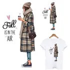 Термопереводная наклейка Coffee Girl для одежды, модные женские нашивки с утюгом для одежды, футболка с принтом, моющаяся аппликация