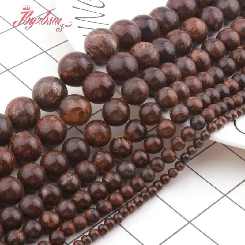 Круглые Бусины Из бронзита Гладкие бусины из натурального камня 8 10 12 мм для
