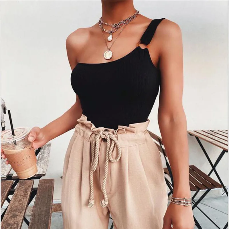 Женский купальник на одно плечо однотонное пляжное бикини 1 шт. | Женская одежда