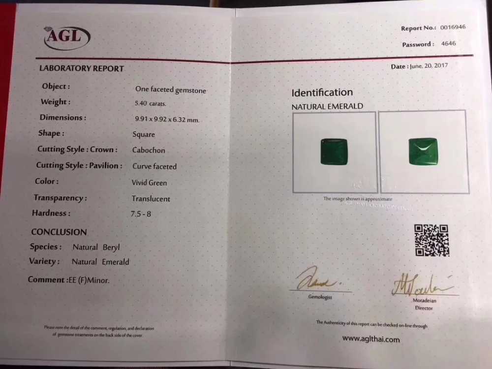 AGL Fine Jewelry сертификат Настоящее 18 к белое золото AU750 натуральный зеленый изумруд 5.4ct подвески из драгоценных камней для милое Женское Ожерелье