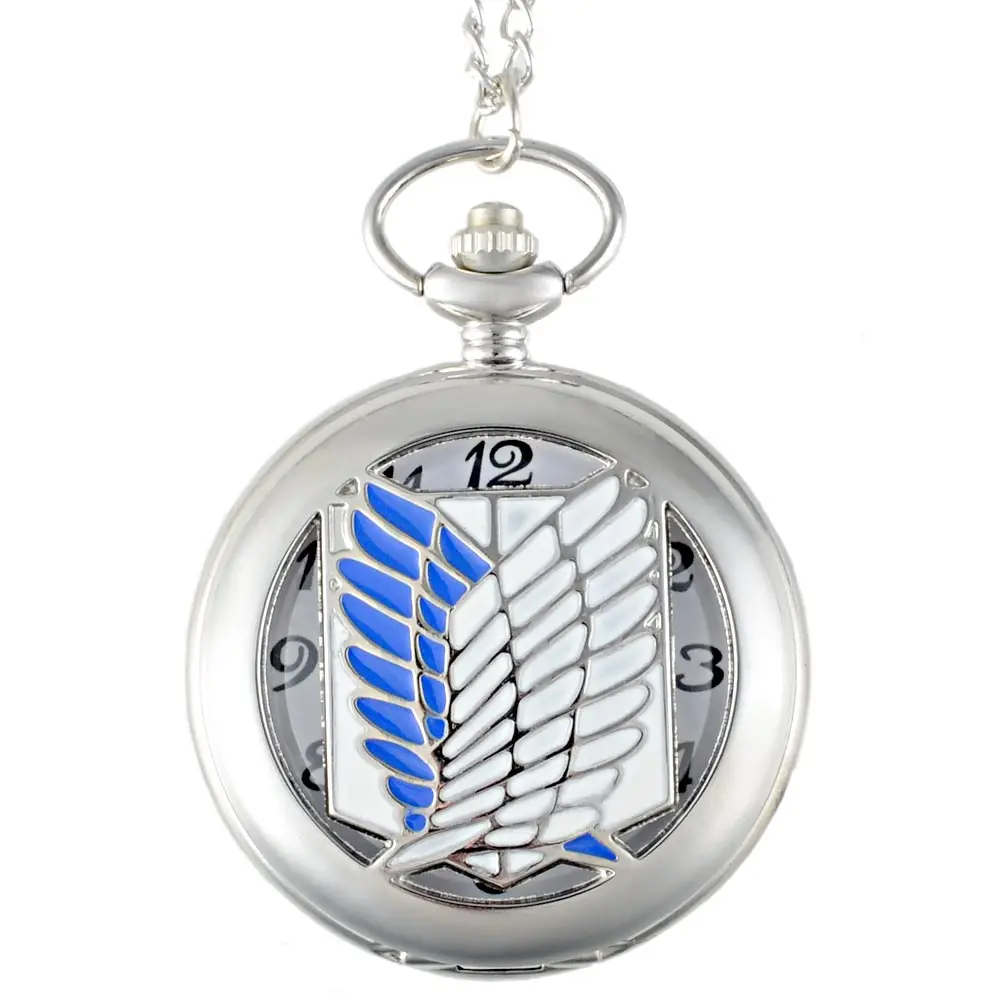 IBEINA Мода серебро атака на Титанов кварцевые карманные часы с цепочкой Ретро для