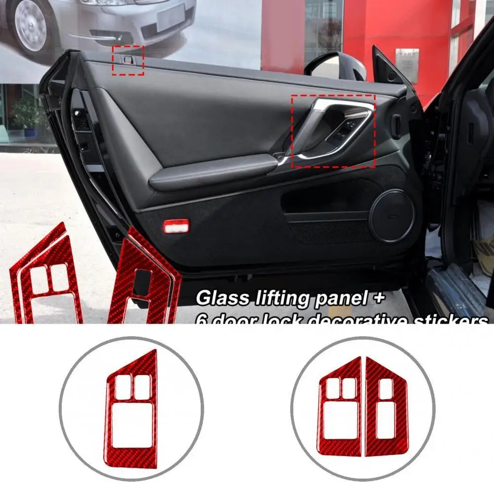 

Deluxe 6Pcs Exquisite Vehicle Window Lift Switch Panel Sticker Stable Door Lock Pins Frame Cover Waterproof