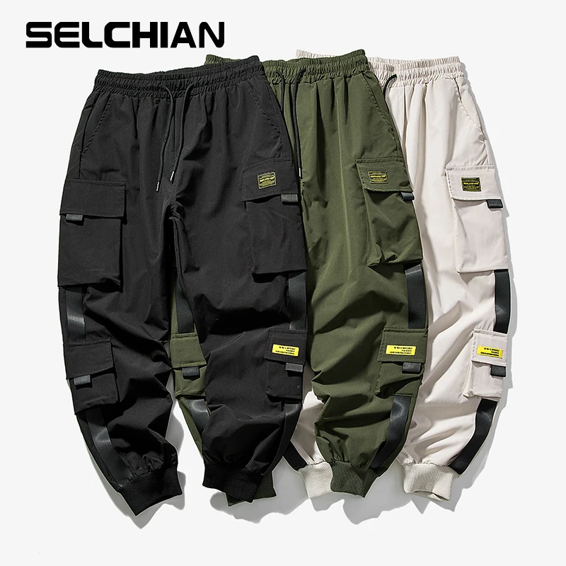 

2020 New Hip Hop Joggers Cargo Pants Men Harem Multi-Pocket Ribbons Man Sweatpants Streetwear Casual Mens S-5XL