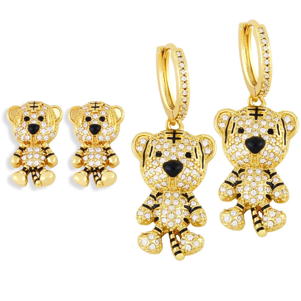 Новинка 2025 года милые серьги с тигром для женщин высокое качество 18-каратное