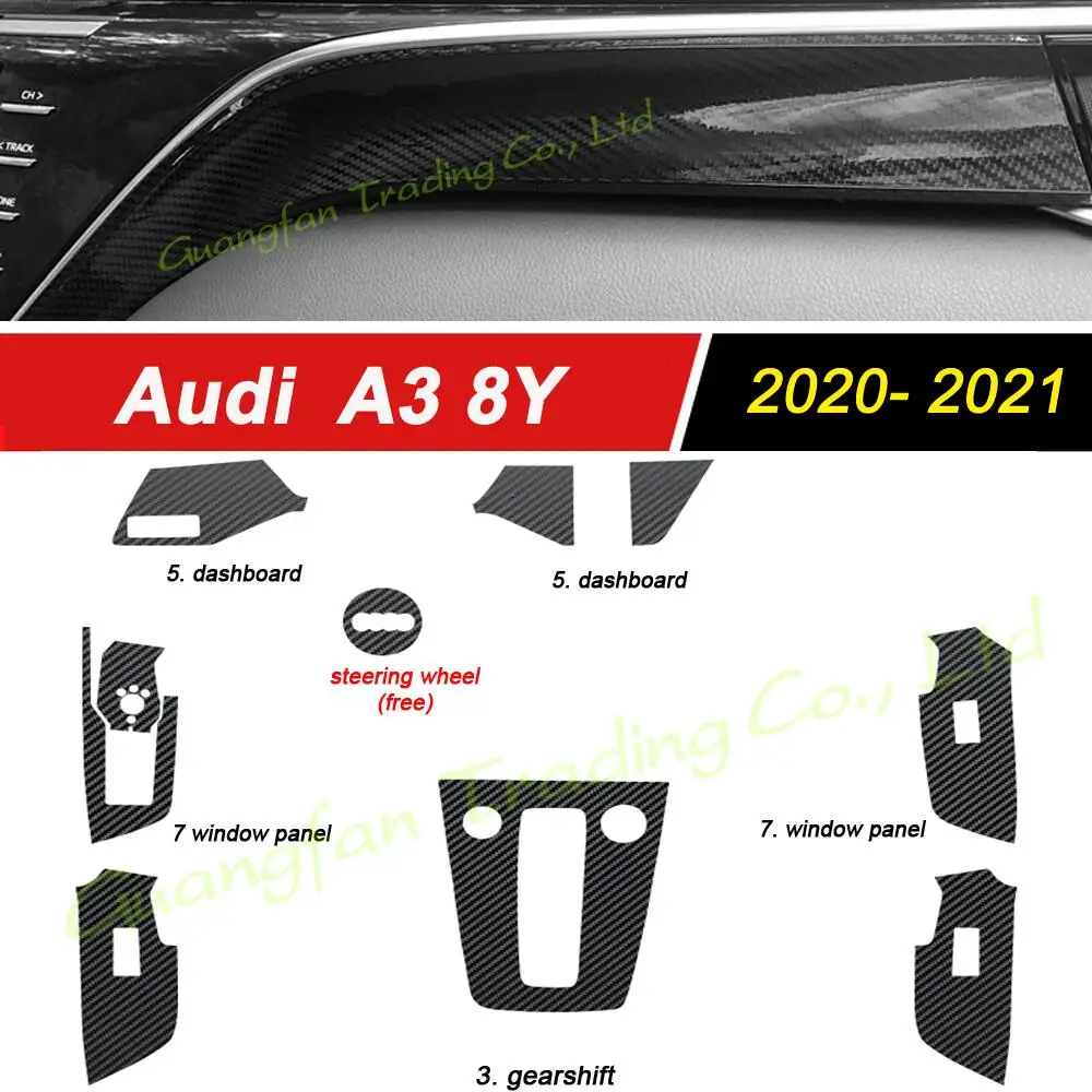 

Для Audi A3 8Y 2020-2021 автомобильный Стайлинг 3D/5D углеродное волокно салон автомобиля центральная консоль цветная молдинговая наклейка наклейка часть аксессуары