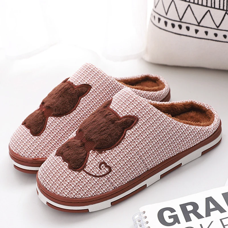 

Woman slippers house Cute cat Pattern Female slippers Home goods cosiness Non-slip Warm Women Indoor slippers Family shoes