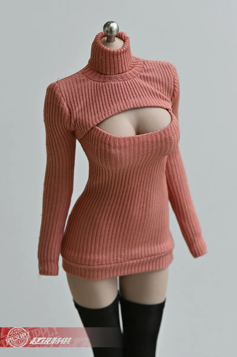 

In Stock 1/6 Female Open Chest Sweater Clothes Red Model Fit 12" Phicens TBLeague Body For Collection