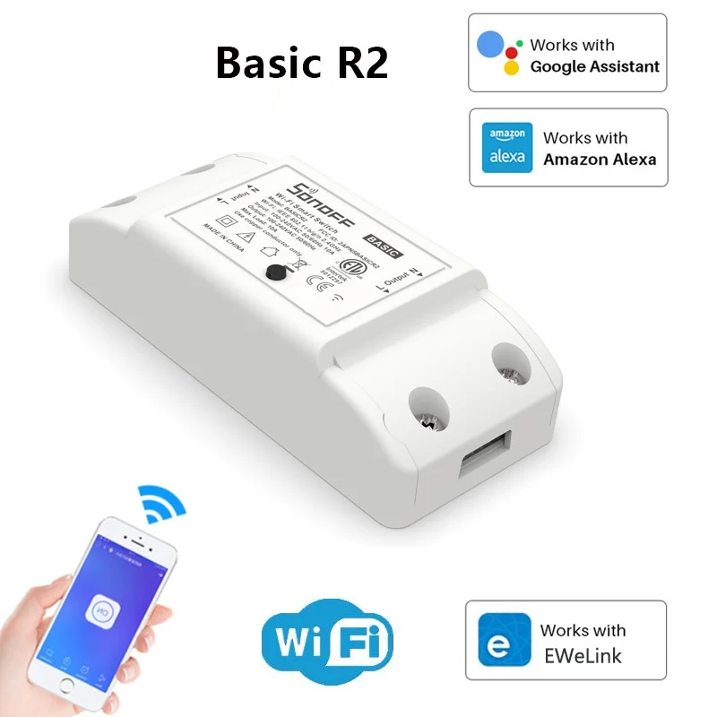 

Базовый Беспроводной Выключатель R2 с Wi-Fi, дистанционный контроллер «сделай сам», переключатель для умного дома, работает с Alexa Google Home EWeLink