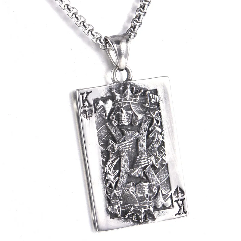 

Personalized retro Poker King K pendant Titanium Steel Pendant Necklace