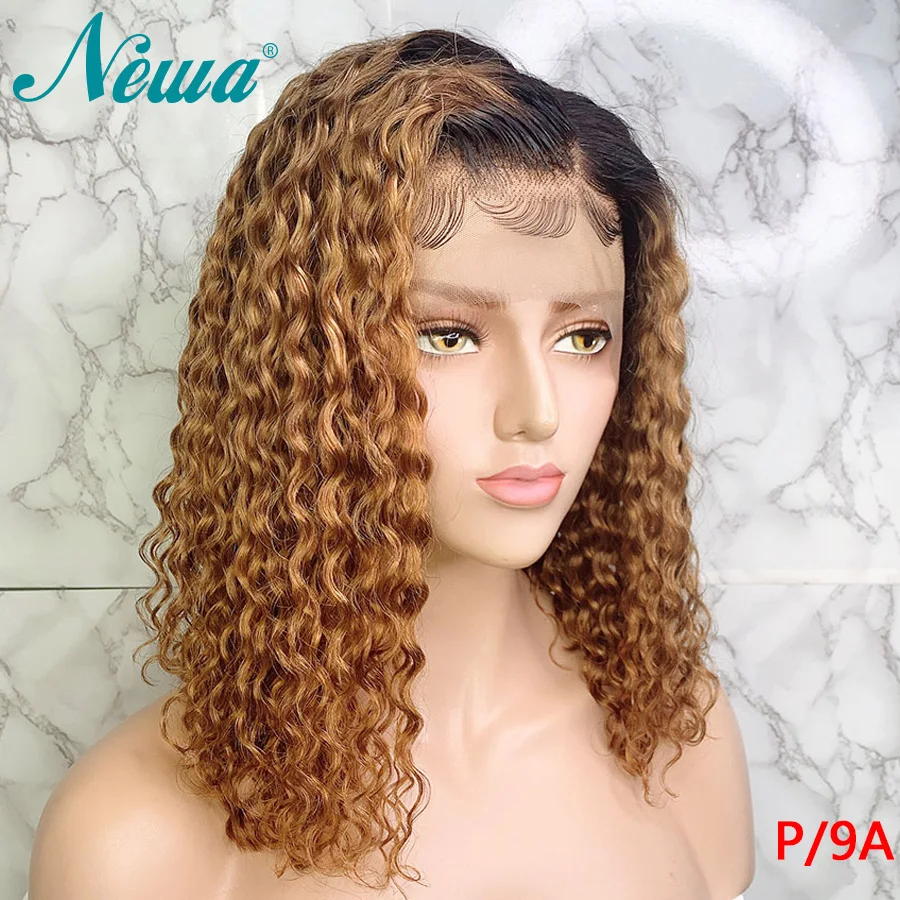 Newa волосы 13x6 вьющиеся кружевные передние человеческие волосы парики предварительно сорванные бразильские Омбре кружевные передние парики с детскими волосами 150% Remy боб парики