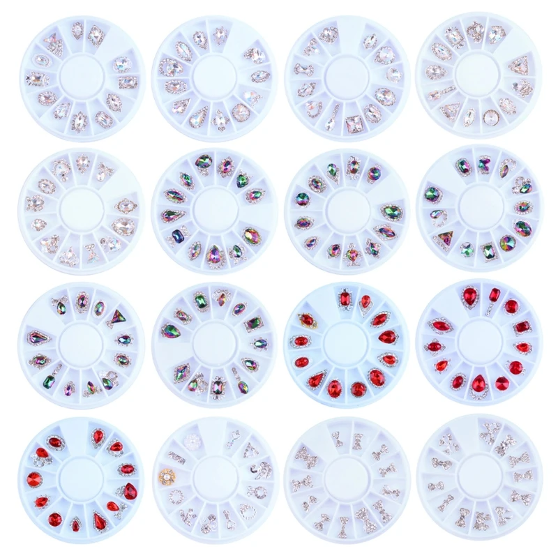 

Box Nail Rhinestone AB Crystal Alloy Flat Back Nails Stone Gems Glass Jewelry 3D Nail Art Decorations DIY Design Charm