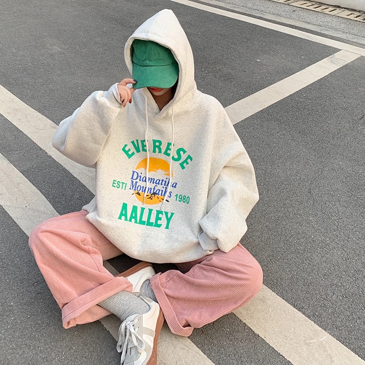 

XZ2282 autumn and winter loose Korean students lazy style hooded Sweatshirts women