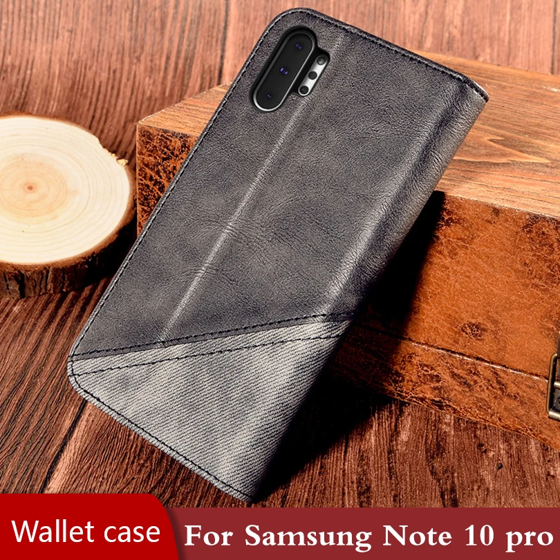 Чехол книжка с бумажником для samsung Galaxy Note 10 plus задняя Противоударная крышка