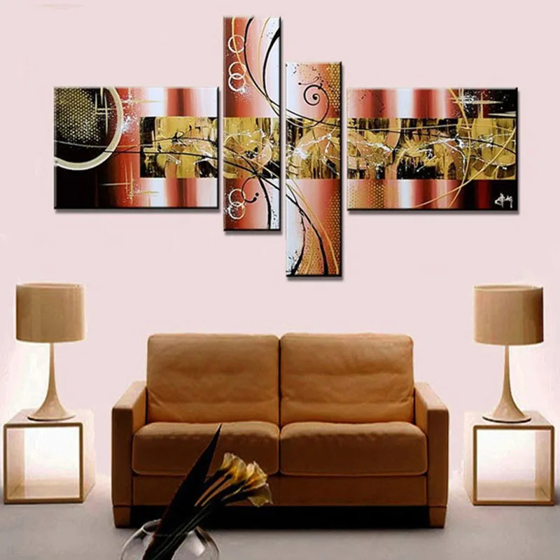 

4 шт. TBM искусство кофе цвет Текстура ручной работы Современный абстрактный холст настенное искусство подарок для гостиной украшение без ра...