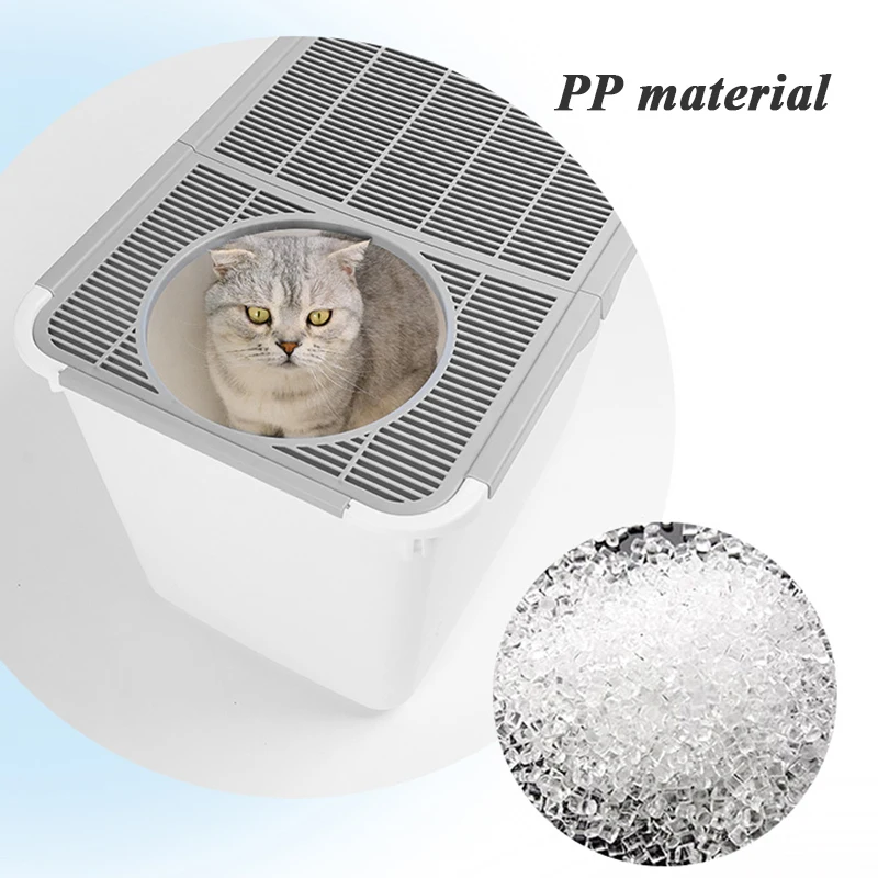 

Pets Bingo Cat Litter Box Non-slip Fully Enclosed Cat Toilet Semi-closed Top Entry Cat Litter Shovel Anti-splash Cat Supplies