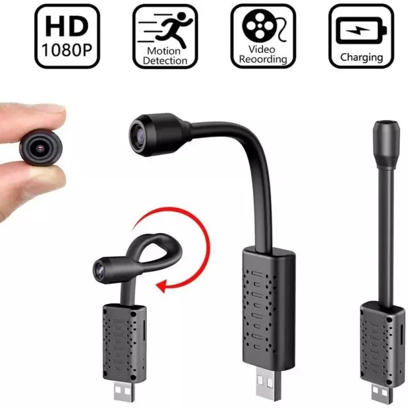 

HD Smart Mini Wifi USB Camera Real-time Surveillance IP Camera AI Human Detection Loop Recording Mini Camera Support 32GB