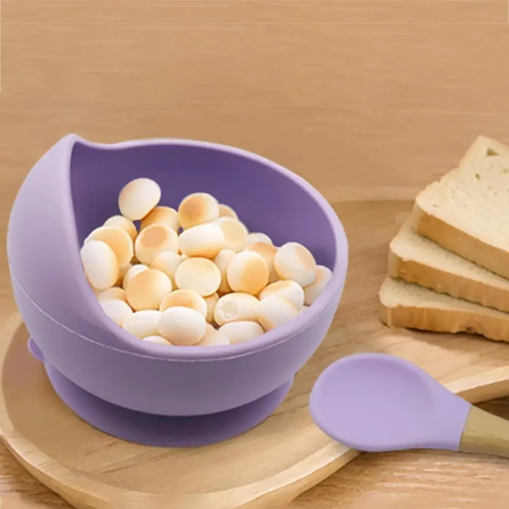 

Silicone Spoon Bowl Set with Suction Cup Baby Eating Training Anti-slip Dinnerware for Children