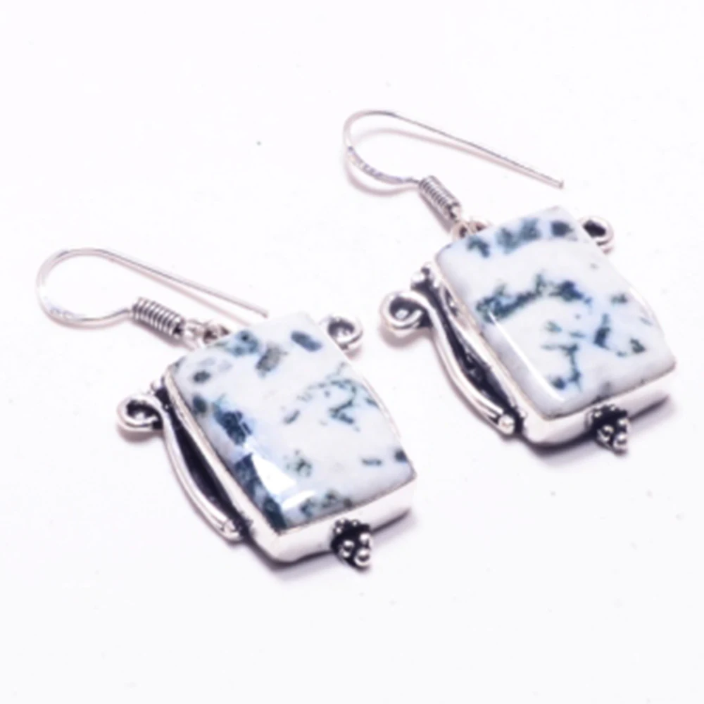 Серьги из натурального агата и серебра на медном покрытии Женские Ювелирные