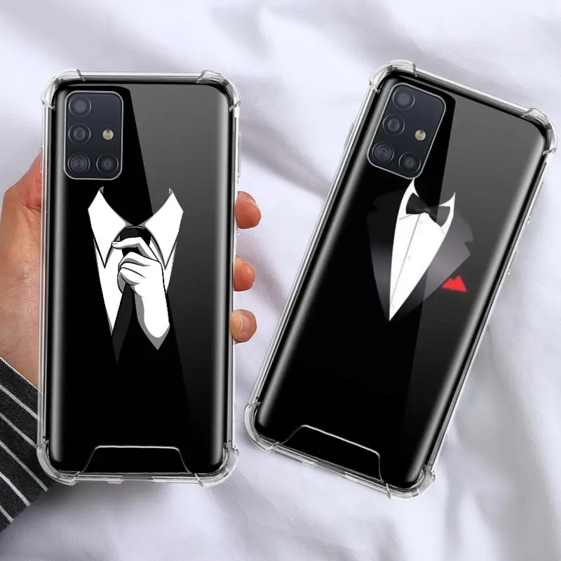 

Phone Case For Samsung Galaxy A51 A42 A71 A21s A31 A41 A11 A21 M31 M51 M11 M21 Airbag Capa Bags Cover Man Suit Shirt Tie