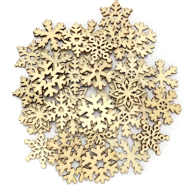 25/50 шт. Рождественские снежинки натуральные деревянные поделки сделай сам