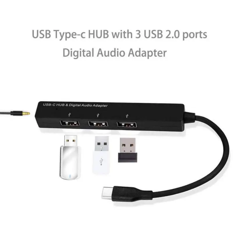 11 USB-C Hub TypeC 3.5mm Digital Audio Adapter 3 Ports USB 2.0 HUB for MacBook Pro Mobile Phones ChromeBook Laptop Computer | Компьютеры и