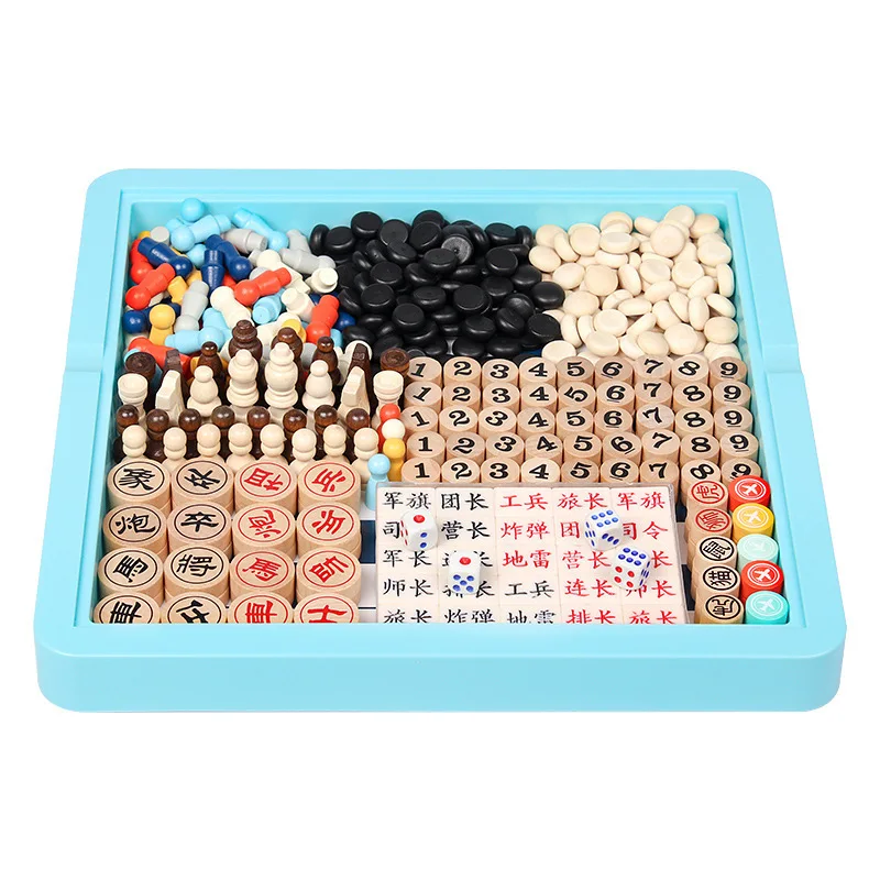

Aeroplane Chess Checkers Five-in-a-Row Animal Checker Children's Chess Toys Educational Pupils Multi-Function Desktop Games