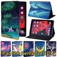 for ipad 10 2 inch case 2021 ipad 9th generation case funda ipad 9 pu leather stand folio cover painting pattern