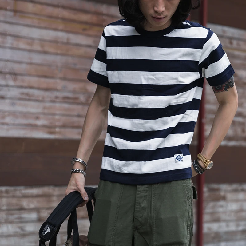 Не в наличии 2 дюймов Широкие полоски плотный Для Мужчин's футболки тюрьмы Стиль