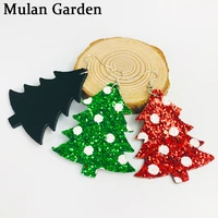 mg glitter red green christmas tree pu leather earring for women fashion jewelry personality women accessories hot sale gift