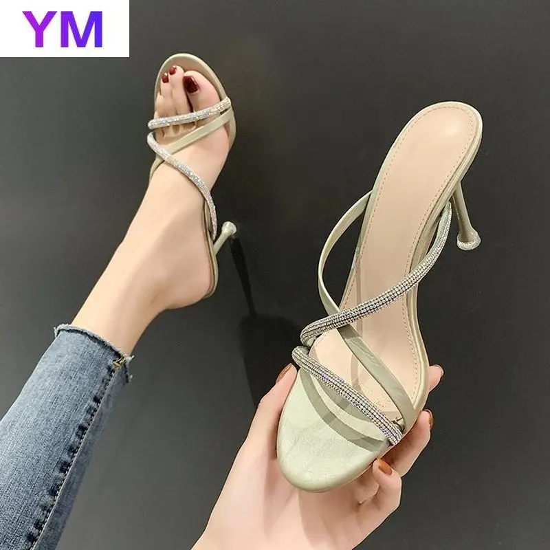 2021 бокал для шампанского на ремнях сандалии каблуке женщин женские шлепанцы
