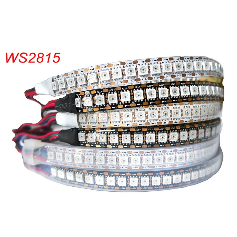 WS2815 LED Light Strip 5M 5050 Lamp DC12V 30 60 144 Beads Neon Sign Smart Pixels Addressable Dual Signal RGB full color LED stri