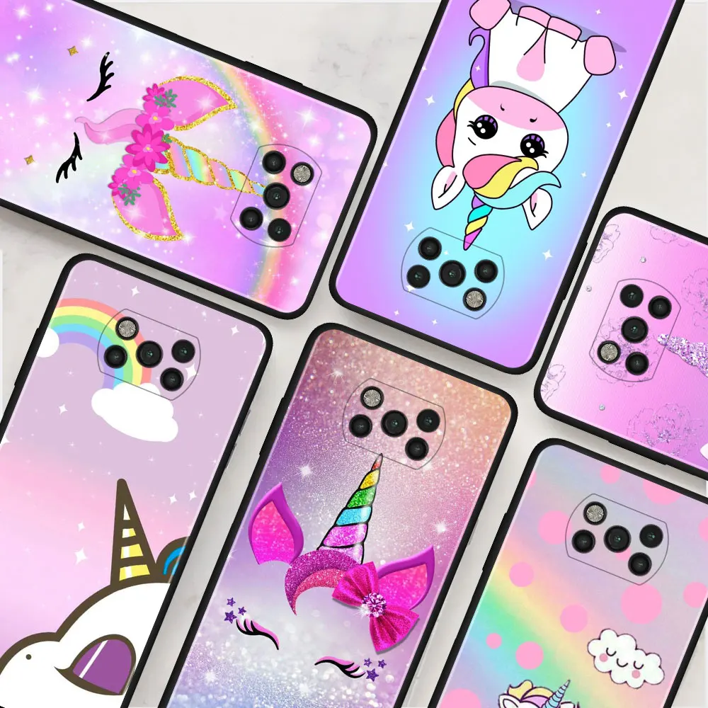 

Unicorn cute Silicone Soft Pnone Case For Xiaomi Mi Poco X3 NFC Pocophone F1 M3 Pro 5G F3 Back Cover Fundas Housing